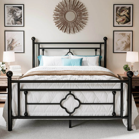 Vintage Victorian Wrought Iron Metal Platform Bed Frame - Omega Lifestyles