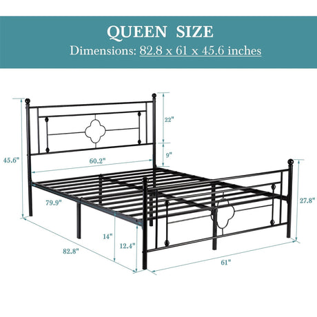 Vintage Victorian Wrought Iron Metal Platform Bed Frame - Omega Lifestyles