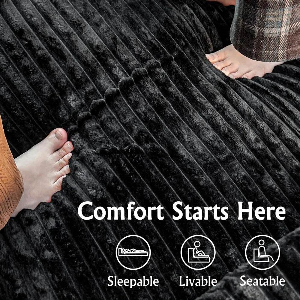 104-Inch Modular Corduroy Sectional Sofa With Chaise - Omega Lifestyles