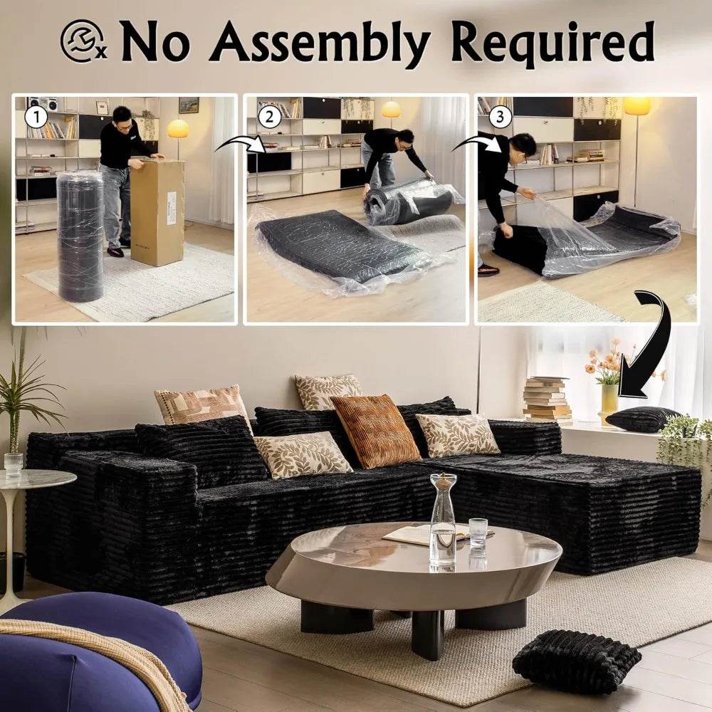 104-Inch Modular Corduroy Sectional Sofa With Chaise - Omega Lifestyles