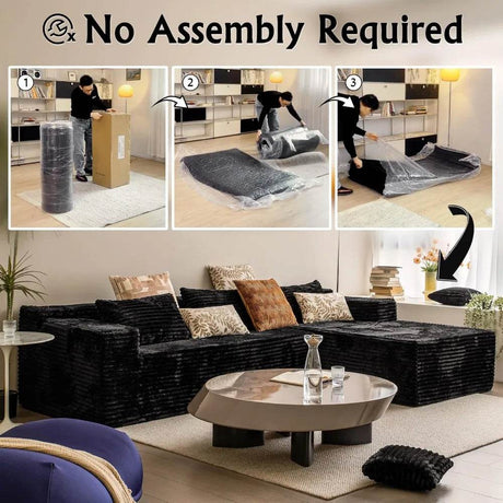 104-Inch Modular Corduroy Sectional Sofa With Chaise - Omega Lifestyles