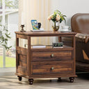 Farmhouse Wood Nightstand With Charging Station - Omega Lifestyles