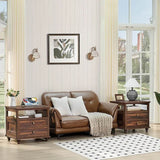 Farmhouse Wood Nightstand With Charging Station - Omega Lifestyles