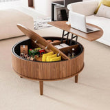 Lift Top Round Fluted Coffee Table With Storage - Omega Lifestyles