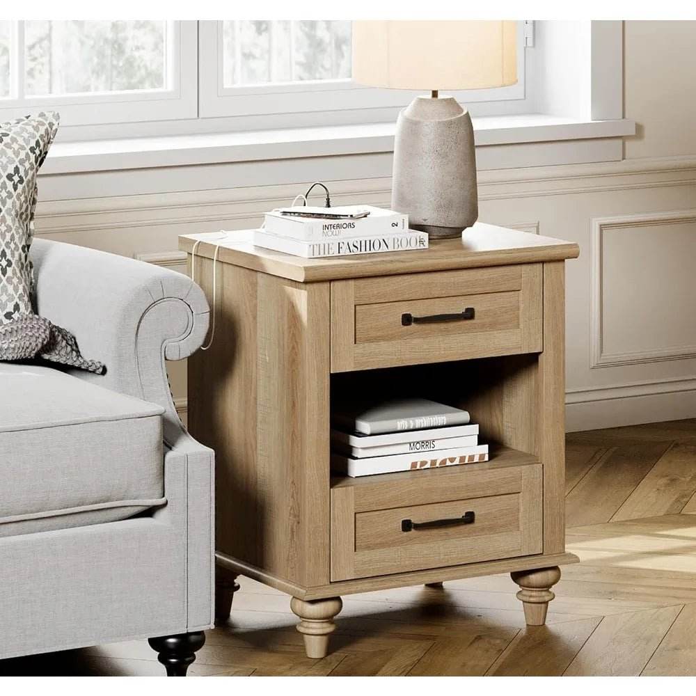 Minimalist Modern Charging Nightstand With USB Ports - Omega Lifestyles