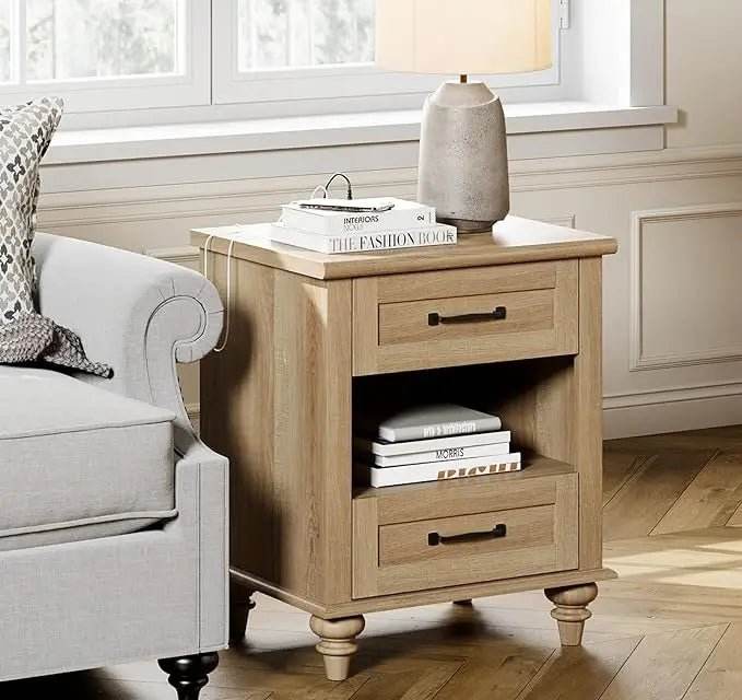 Minimalist Modern Charging Nightstand With USB Ports - Omega Lifestyles