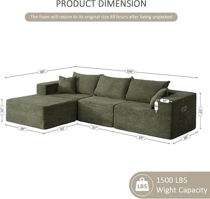 Modular Cloud Sectional Sofa With Removable Cover - Omega Lifestyles