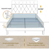 Velvet Upholstered Queen Platform Bed Frame With Headboard - Omega Lifestyles