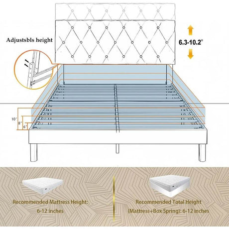 Velvet Upholstered Queen Platform Bed Frame With Headboard - Omega Lifestyles