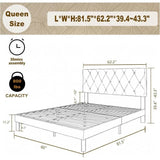 Velvet Upholstered Queen Platform Bed Frame With Headboard - Omega Lifestyles
