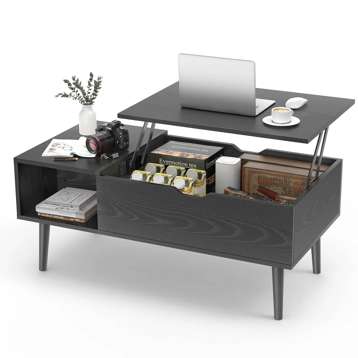 Adjustable Lift Top Living Room Coffee Table With Storage - Omega Lifestyles