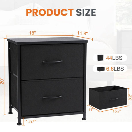 Minimalist Modern Multipurpose Nightstand With Fabric Drawers - Omega Lifestyles