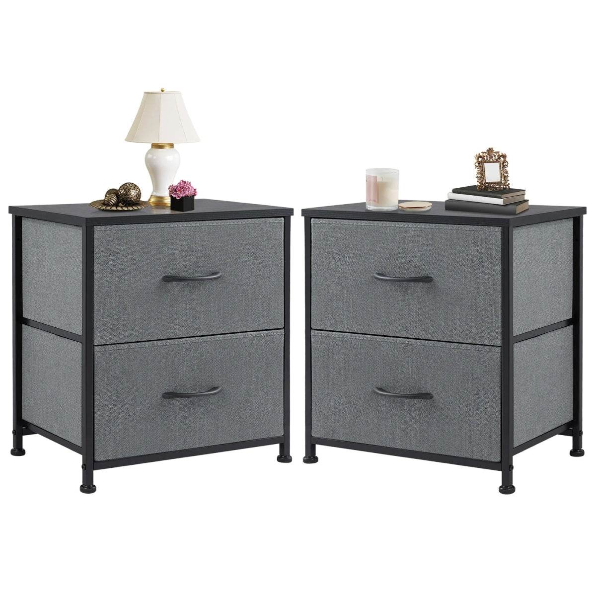 Minimalist Modern Multipurpose Nightstand With Fabric Drawers - Omega Lifestyles