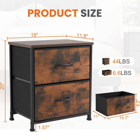 Minimalist Modern Multipurpose Nightstand With Fabric Drawers - Omega Lifestyles