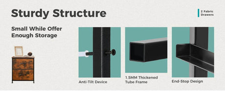 Minimalist Modern Multipurpose Nightstand With Fabric Drawers - Omega Lifestyles