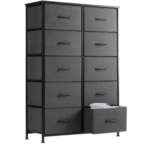 Multifunction Fabric Dresser With 10 Drawers Storage Cabinet - Omega Lifestyles