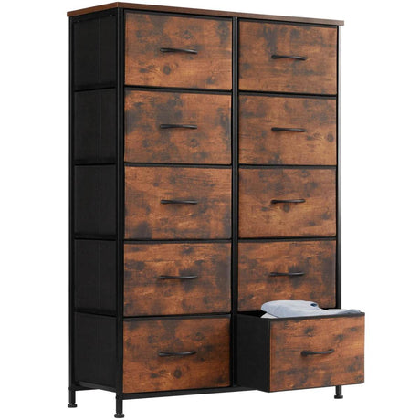 Multifunction Fabric Dresser With 10 Drawers Storage Cabinet - Omega Lifestyles