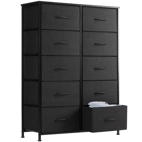 Multifunction Fabric Dresser With 10 Drawers Storage Cabinet - Omega Lifestyles