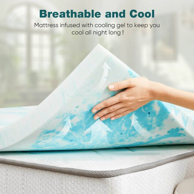 Soft Cooling Gel-Infused Memory Foam Mattress Topper - Omega Lifestyles