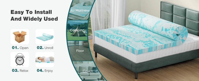 Soft Cooling Gel-Infused Memory Foam Mattress Topper - Omega Lifestyles