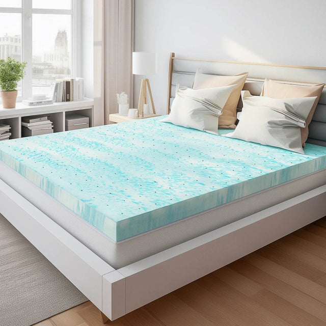 Soft Cooling Gel-Infused Memory Foam Mattress Topper - Omega Lifestyles