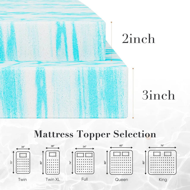 Soft Cooling Gel-Infused Memory Foam Mattress Topper - Omega Lifestyles