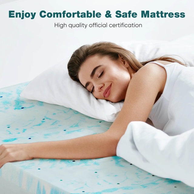 Soft Cooling Gel-Infused Memory Foam Mattress Topper - Omega Lifestyles