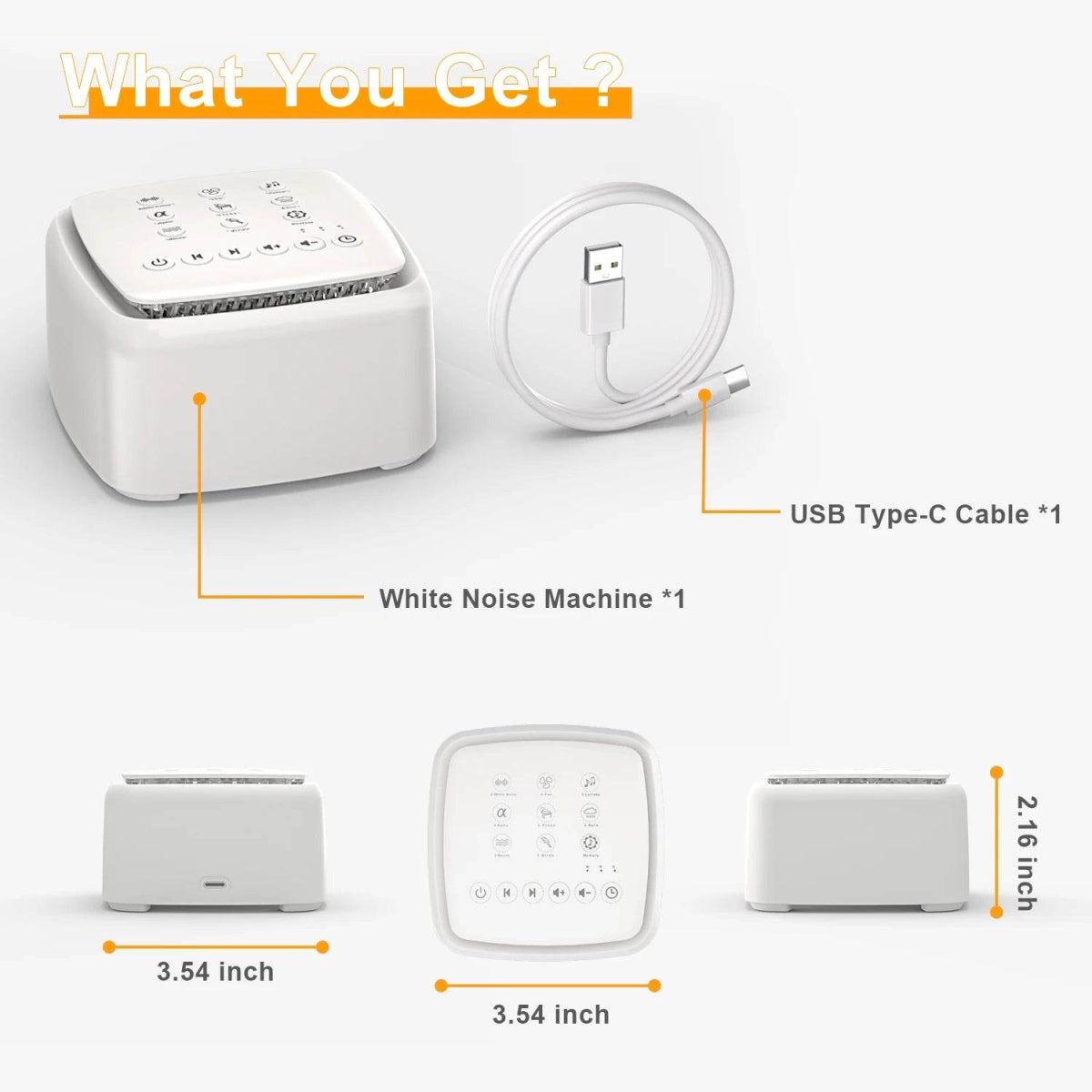 White Noise Machine with 30 Soothing Sounds and Warm Light - Sleep Galleria