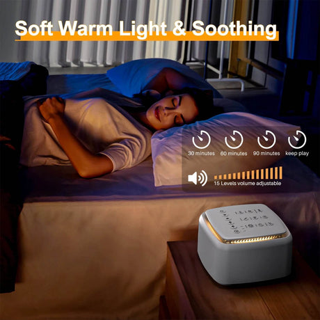White Noise Machine with 30 Soothing Sounds and Warm Light - Sleep Galleria