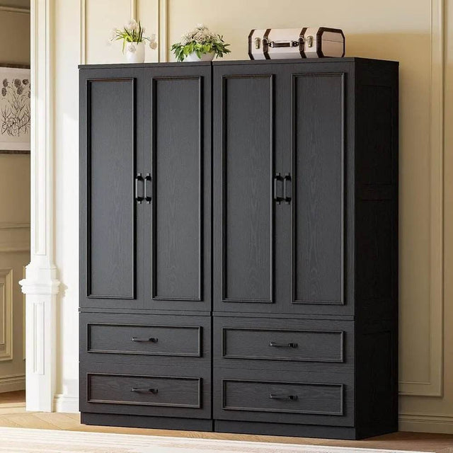 Freestanding Wooden Wardrobe Armoire With Doors Drawers - Omega Lifestyles