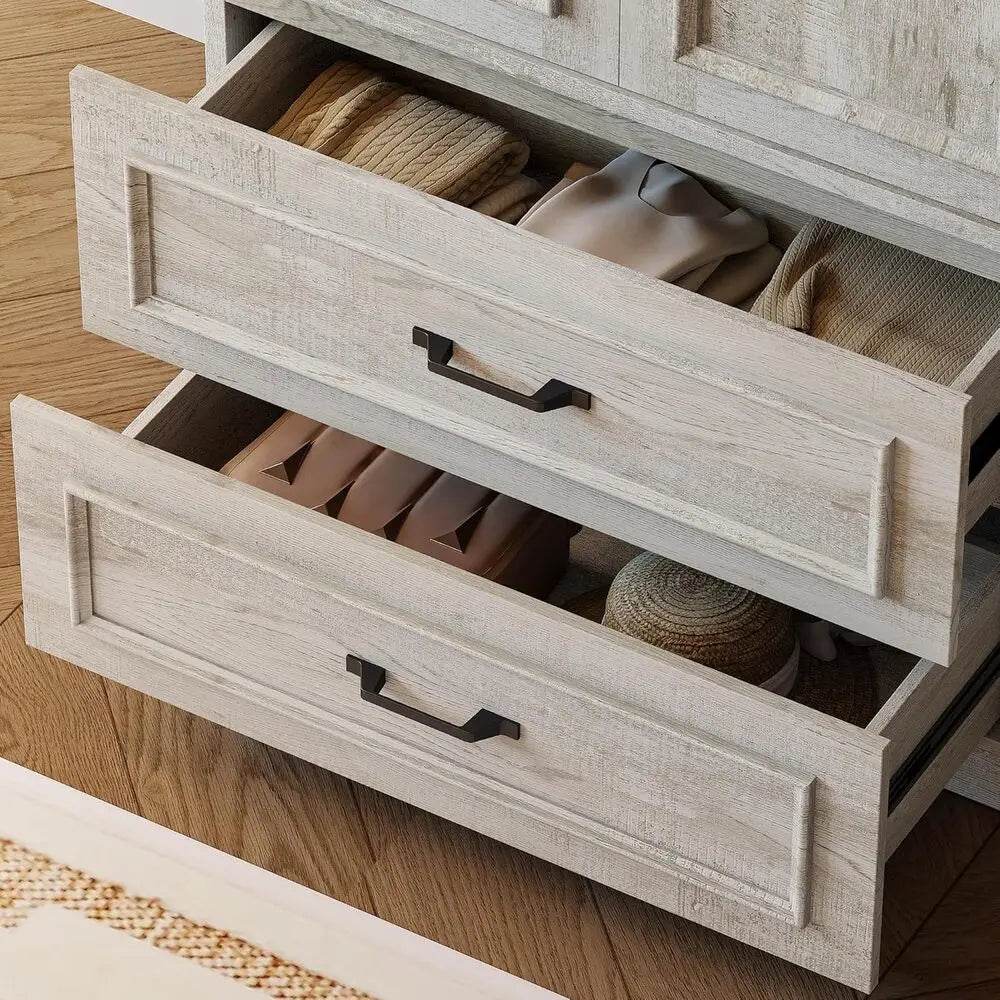 Freestanding Wooden Wardrobe Armoire With Doors Drawers - Omega Lifestyles