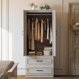 Freestanding Wooden Wardrobe Armoire With Doors Drawers - Omega Lifestyles