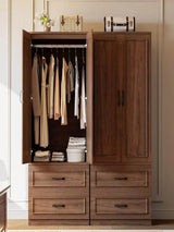 Freestanding Wooden Wardrobe Armoire With Doors Drawers - Omega Lifestyles