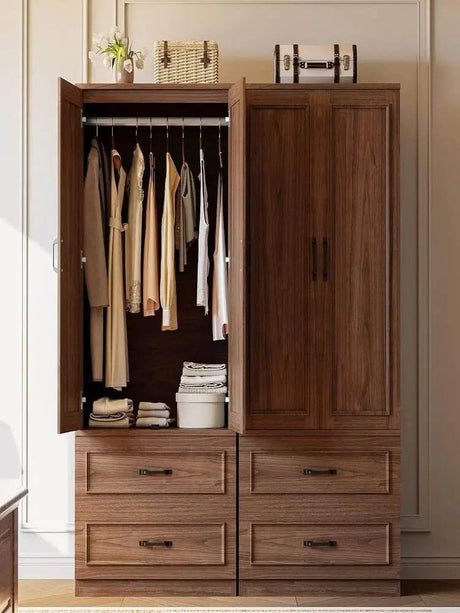 Freestanding Wooden Wardrobe Armoire With Doors Drawers - Omega Lifestyles