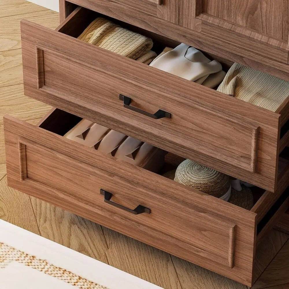 Freestanding Wooden Wardrobe Armoire With Doors Drawers - Omega Lifestyles