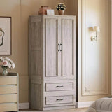 Freestanding Wooden Wardrobe Armoire With Doors Drawers - Omega Lifestyles