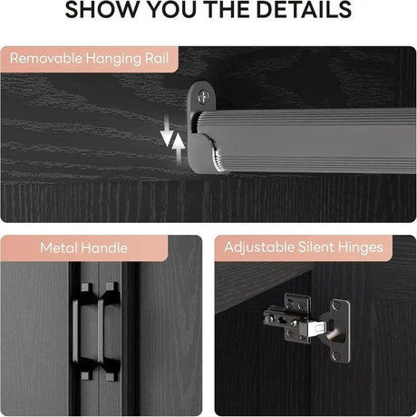 Freestanding Wooden Wardrobe Armoire With Doors Drawers - Omega Lifestyles