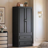 Freestanding Wooden Wardrobe Armoire With Doors Drawers - Omega Lifestyles
