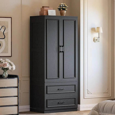 Freestanding Wooden Wardrobe Armoire With Doors Drawers - Omega Lifestyles