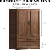 Freestanding Wooden Wardrobe Armoire With Doors Drawers - Omega Lifestyles