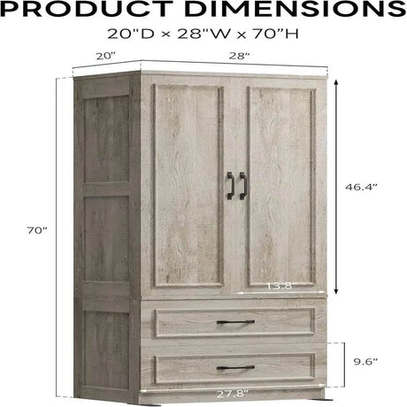 Freestanding Wooden Wardrobe Armoire With Doors Drawers - Omega Lifestyles