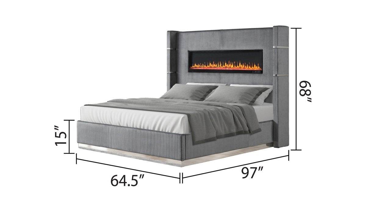 Modern Velvet Upholstered Queen 4-Piece Bedroom Set - Omega Lifestyles