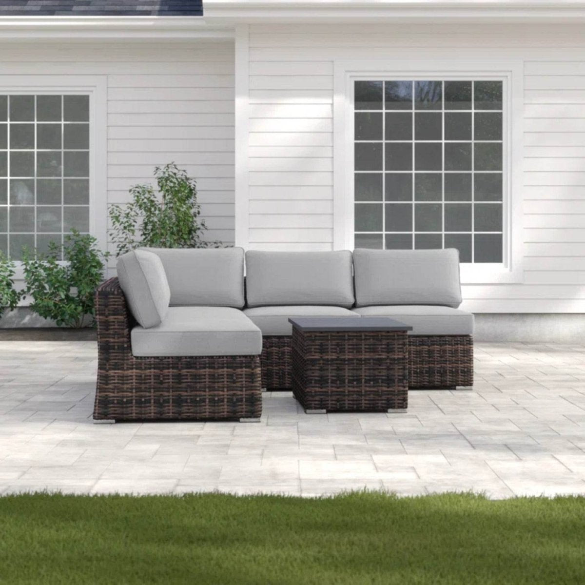 4 - Person Fully Assembled Gray Wicker Outdoor Sofa Set - LSI - Omega Lifestyles