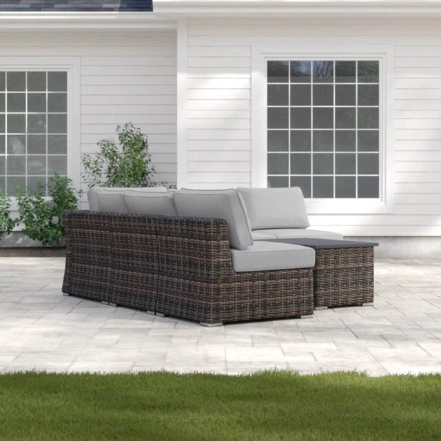 4-Person Fully Assembled Gray Wicker Outdoor Sofa Set - Omega Lifestyles