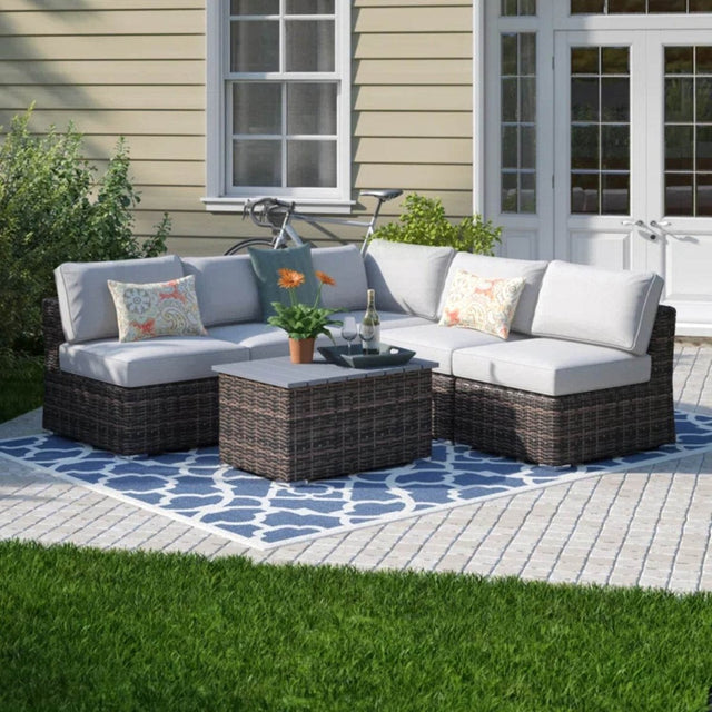 4-Person Fully Assembled Gray Wicker Outdoor Sofa Set - Omega Lifestyles