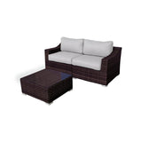 All - Weather Wicker 3 - Piece Outdoor Loveseat Conversation Set - LSI - Omega Lifestyles