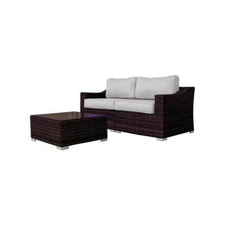 All - Weather Wicker 3 - Piece Outdoor Loveseat Conversation Set - LSI - Omega Lifestyles
