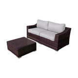 All - Weather Wicker 3 - Piece Outdoor Loveseat Conversation Set - LSI - Omega Lifestyles