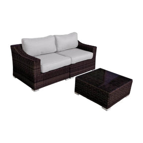 All-Weather Wicker 3-Piece Outdoor Loveseat Conversation Set - Omega Lifestyles