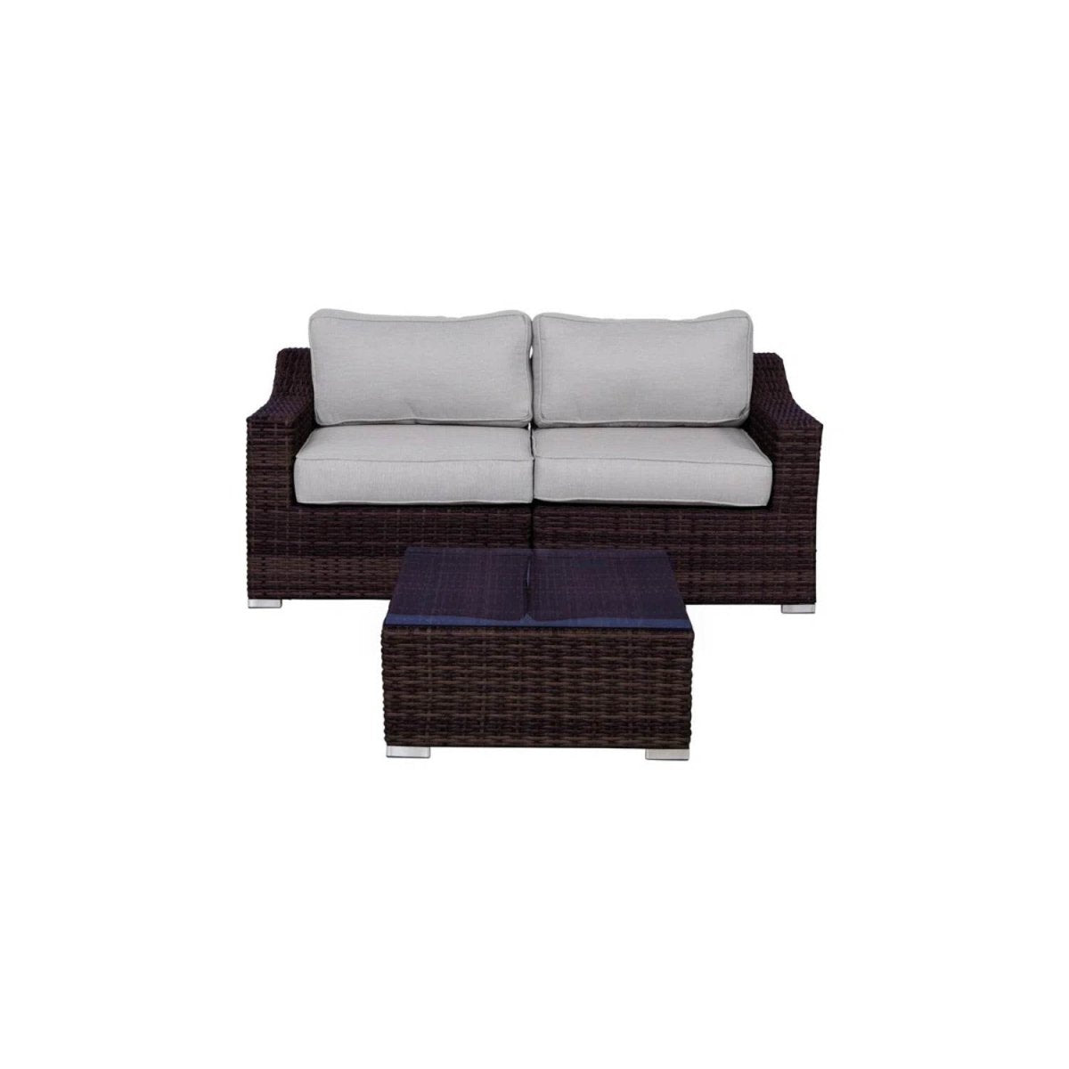 All - Weather Wicker 3 - Piece Outdoor Loveseat Conversation Set - LSI - Omega Lifestyles